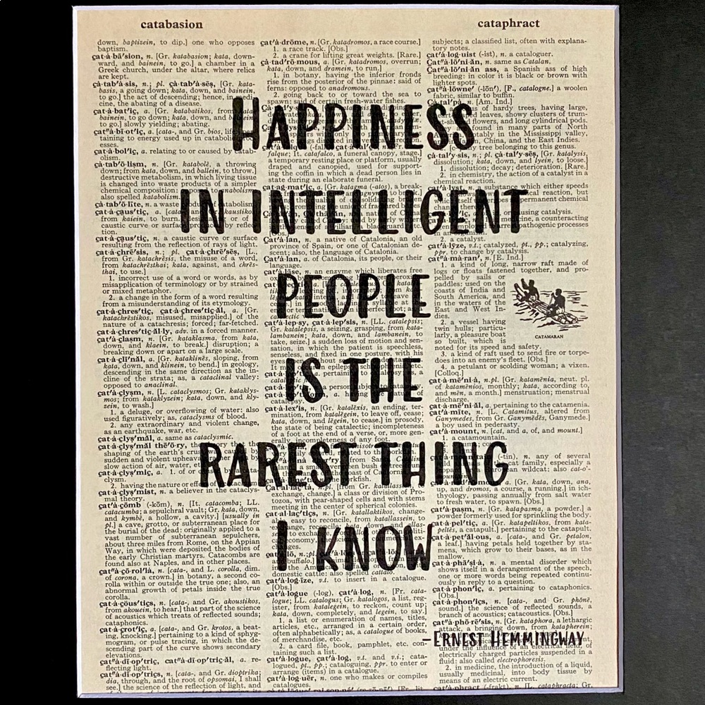 Vintage Dictionary Art Print Ernest Hemingway Quote